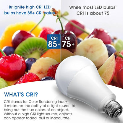 Briignite 3 Way LED Light Bulbs 50-100-150W Equivalent Daylight White 5000K, 3-Way A21 LED Light Bulb E26 Medium Base, 600LM-1250LM-1850LM, Perfect for Table Lamp, Floor Lamp, Desk Lamp, 2 Pack