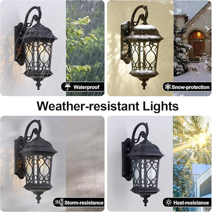 Large Outdoor Wall Light 20.87" H Black Waterproof Outside Wall Sconce Classical European Style Porch Light with Water Glass for Entryways, Yards, Front Porch