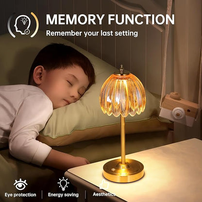Tulip Table Lamp with 5000mAh Battery & Touch Control, Small Cordless Table Lamp with 3 Colors, Dimmable Rechargeable Battery Operated Table Lamps for Bedroom, Bedside, Desk (Amber Tulip)