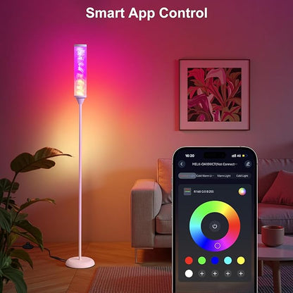 Prism Glow Floor Lamp with Water Ripple, Smart RGB LED Floor Lamp with Music Sync, DIY Colors, Color Changing Standing Lamp with 3 Color Temperature, Timer, Corner Lamp for Living Room, Bedroom