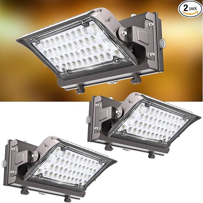 2Pack 120W LED Wall Pack Lights, 360° Adjustable Panel with Dusk to Dawn Photocell, 18000Lm 5000K Daylight, IP65 Waterproof & Advanced Heat Dissipation Outdoor Security Lighting