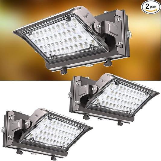 2Pack 120W LED Wall Pack Lights, 360° Adjustable Panel with Dusk to Dawn Photocell, 18000Lm 5000K Daylight, IP65 Waterproof & Advanced Heat Dissipation Outdoor Security Lighting