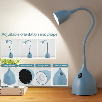 Gooseneck Desk Lamp 360 LED Flexible Reading Light for Small Spaces Home Office Bedroom College Dorm Bookshelf Nightstand Table Lamp (Blue)