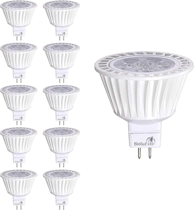 Bioluz LED 10 Pack MR16 LED Bulb Dimmable 50W Halogen Replacement 3000K 7w 12V AC DC UL Listed High CRI