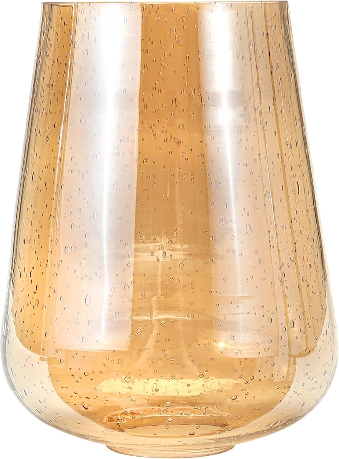 Wine Glass Lamp Shade for Light Fixture, 6.3" Height, 1-5/8 Inch Fitter, 3 Pack Clear Amber Seeded Bubble Effect Glass Shade Replacement Globe