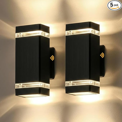 Dusk to Dawn Outdoor Wall Light Modern Up Down LED Wall Sconce, Aluminum Waterproof Exterior Lighting Fixture Porch Lights for House Patio Sensor ETL
