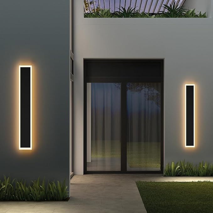 40inch Long Outdoor Wall Lights Black LED Exterior Wall Light Fixtures IP65 Waterproof 3000K Warm Light for Patio House Porch(5.9in Wide)