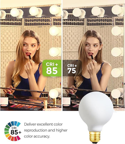 LEOOLS LED Light Bulb G25/G80 Dimmable Flick-Free Matt White 6W Soft White 3000k CRI95 600LM, 60W Equivalent Vintage LED Edison Globe Light Bulb,E26 Standard Base, 4 Pack