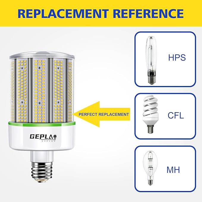 GEPLAD 2-Pack 250W E39 Mogul Base LED Bulb, 5000K Daylight 35,000LM LED Corn Light Bulb(Eqv.1000w Mh/Hps/Hid), for Garage Factory Workshop Warehouse Barn(Non-Dimmable)