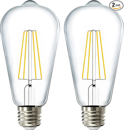 Sunco Edison Bulbs LED ST64, Clear Vintage Filament Waterproof Bulb, 800 LM, 8.5W (60W Equivalent), 3000K Warm White, E26 Medium Base, Decorative Dimmable UL 2 Pack.