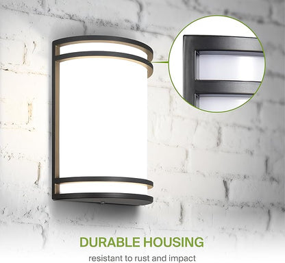 ASD 10 Inch Smart RGBW LED Outdoor & Indoor Wall Mount Light Fixture - Black RGB Wall Sconce Exterior Lighting - 120-277V 15W 2700-6500K Dimmable, Remote Control, Alexa - Front Door, Patio ETL