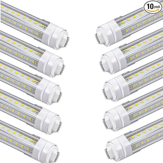 4ft T8 LED Tube Lights,36W 3600lm,White 6500K,R17d Base,45.8 inches End to End,60W F48T12 Fluorescent Bulb Replacement,Ballast Bypass,Dual-Ended Connection,Sign,Shop Lighting,Pack of 10