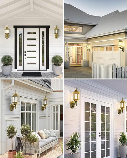 Redluck Motion Sensor Outdoor Lights, 16 inch Dusk to Dawn Outside Porch Lights, Waterproof Anti-Rust Aluminum Outdoor Wall Lights Exterior Lighting Fixtures for House, Garage, Front Door, Gold