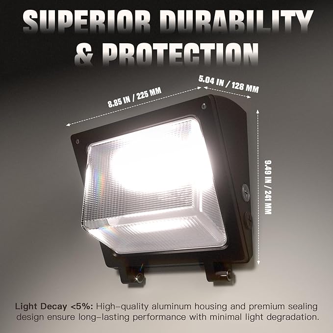 LED Wall Pack Light 75/65/50W with Dusk-to-Dawn Sensor, 11250 LM 6000/5000/4000K LED Security Flood Lighting, 120V Outdoor Wall Lights for Parking Lots|Warehouses|Factories|Yard, 2 Pack