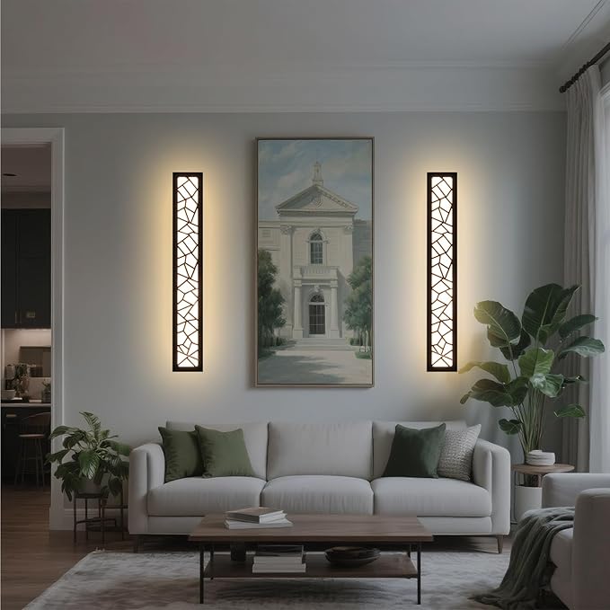 2 Pack Outdoor Wall Light for Porch,32 inch Modern Led Long Wall Lights Fixture,Dimmable Exterior Linear Lighting for House,Outside LED Long Lights for Patio,Garage