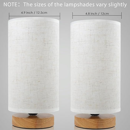 Minimalist Bedside Table Lamps for Bedrooms Set of 2, 3 Color Temperature Bedside Lamps with Round Fabric Linen Shade,Small Desk Lamp Night Nightstand Lamp Set for Living Room, Reading,Office