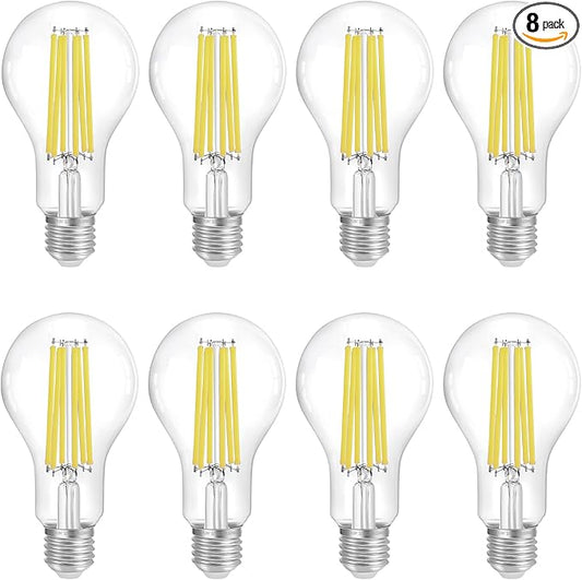 FLSNT 150W Equivalent LED Light Bulbs, 5000K Daylight Dimmable A23 LED Edison Bulbs, 2650Lumens, Efficient 18W, E27 Base, 8 Pack