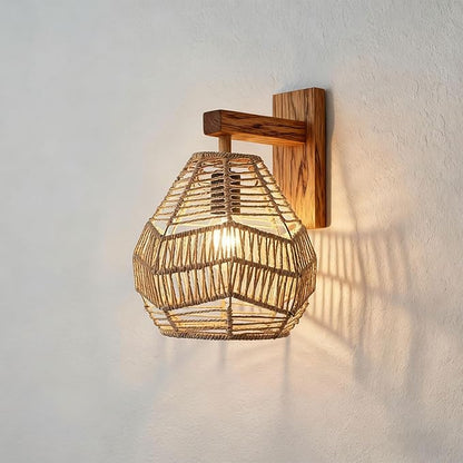 Baquler 4 Pcs Lamp Shade Pendant Light Shade Woven Lampshade Hanging Replacement Light Covers Boho Lamp Cover Home Decor, Farmhouse Rustic Wall Sconces for Table Lamps Floor Lamps