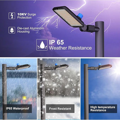 3Pack 400W LED Parking Lot Lights Outdoor 60000lm (Eqv.1600W MH/HPS) 5000K IP65 Led Parking Lot Lighting Pole Mount with Smart Photocell & Slipfitter Mount for Parking Lot/Driveway/Yard/Stadium
