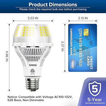 SANSI 200W Equivalent Bright Light Bulbs, 3000 Lumens Super Bright LED Light Bulb, 5000K Daylight LED Light Bulbs Non-Dimmable, 22-Year Lifetime, A21 E26 22W Energy Saving for Home Garage, 2Pack