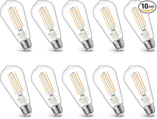 MASTERY MART 100 Watt LED Bulb, Edison Bulbs, Dimmable Light Bulbs E26, 2700K Soft White Bright 9W 1100 Lumens, ST21/ST64 Vintage Lightbulb, UL Listed, Clear Glass, Decorative Light Bulb (10 Pack)