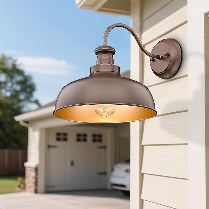 Outdoor Wall Light Fixture, Farmhouse Barn Light, Farmhouse Weatherproof Exterior Wall Sconce, Anti-Rust Outside Lantern Lamp for Porch, Patio, Garage (Oil-Rubbed Bronze, Regular-3Pack)
