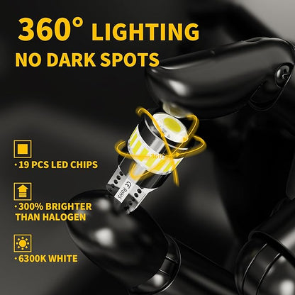 Yorkim 194 LED Bulb 6300K White, 168 2825 W5W T10 LED Light Bulb Error Free for License Plate, Dome, Map, Courtesy, Side Marker Lights, Pack of 2