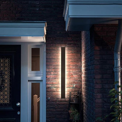 Outdoor Wall Lights Exterior,31.5inch Black Outdoor Light Fixtures Wall Mount,Waterproof Modern Porch Lights Wall Sconce,Dimmable Long LED Linear Outside Lighting for Garage, Courtyard