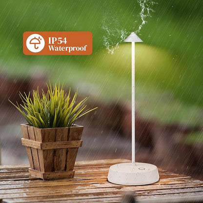 Cordless Table Lamp Rechargeable, Battery Operated 6000mAh Desk Lamp Touch Dimmable Lamp Outdoor Waterproof Portable Wireless Table Light, Small Table Lamp for Restaurant Bar/Outdoor(White-2PC)