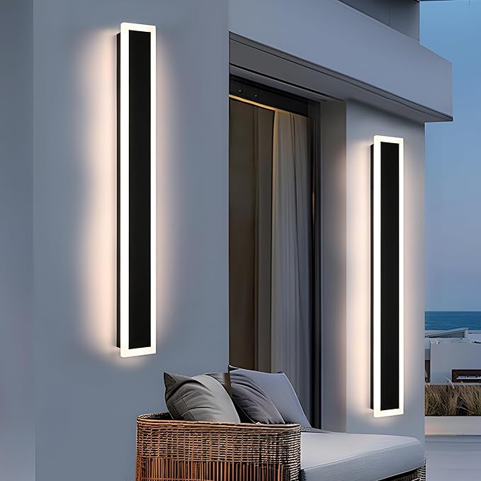MELUCEE 2pcs 48in Long Outdoor Wall Lights Exterior Dimmable LED Wall Lights Long Outdoor Wall Sconce IP65 Waterproof, LED Linear Exterior Lights for Patio Garden Garage Front Door, 3000K-6000K
