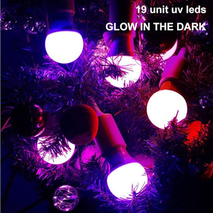 Black Light Bulbs 9W 8 Pack A19 E26 LED Blacklight Bulb 385-400nm UVA Black Lights for Blacklight, Glow in The Dark, Body Paint, Fluorescent Poster, Neon Glow