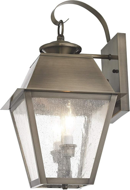 Livex Lighting 2165-29 Transitional Three Light Outdoor Wall Lantern from Mansfield Collection in Pwt, Nckl, B/S, Slvr. Finish, Vintage Pewter