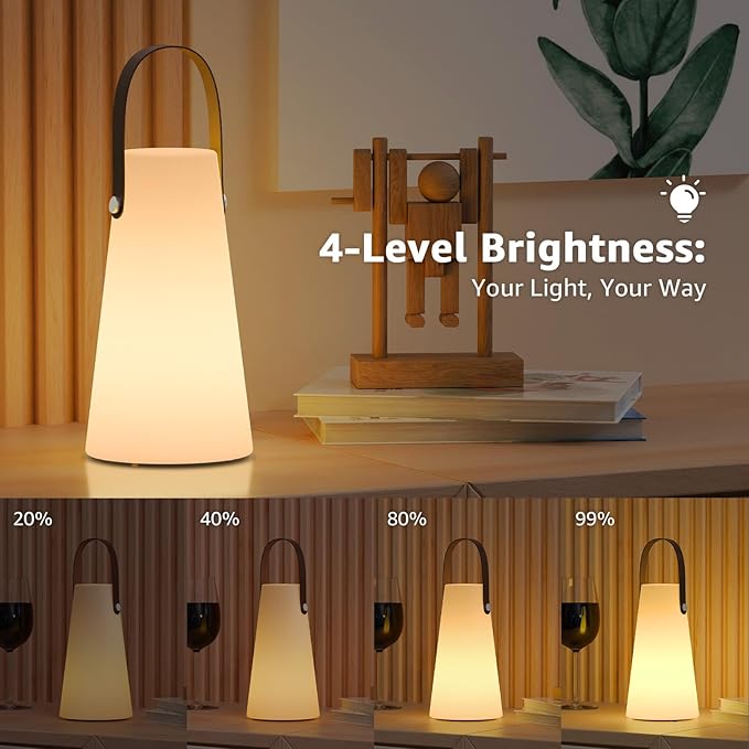 2 Pack Outdoor Lanterns, GGII Rechargeable Camping Lantern with IP44 Waterproof, Battery Operated Outdoor Portable Cordless Table Lamp with RGB Lights for Patio Balcony Garden (Leather Handle)