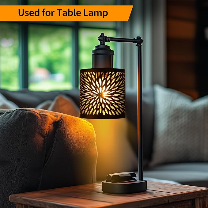 Metal Pendant Lamp Shades Set of 2, Cylinder Lamp Shade Light Fixture Replacement Metal Globe with 1-5/8-Inch Fitter Opening, Diameter 4.75” Height 5.0"