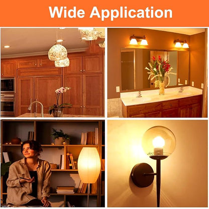 G16.5 LED Bulb 60w Dimmable 2700k Warm White 5W 120V, 3 Pack High Output Led G16.5 Clear Globe Bulb, No Flicker G 16.5 Round Bulb E12 Candelabra Base Clear Glass for Indoor/Outdoor Lighting.