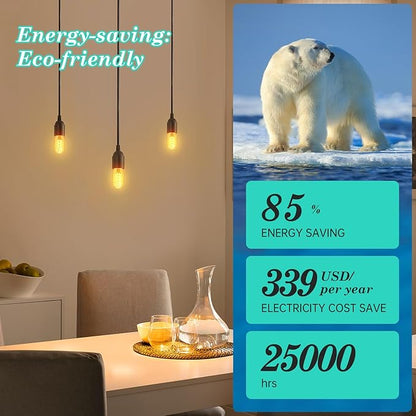 AMDTU Light Bulbs 75 Watt Equivalent, Ultra Filament Spiral LED Edison Bulb 7W, 700 Lumens E26 Base Edison LED Bulbs Dimmable, Soft White 2700K T45 Clear Glass Bulbs, 4 Pack