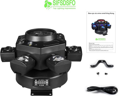 Moving Head DJ Lights 6-Arm Lamp with Remote Control 150w RGBW 4in1 LED DJ Stage Lights Moving Head Disco Light DMX512 & Sound Activated Rotating Light Starlight for Wedding Live House KTV Bar & Club