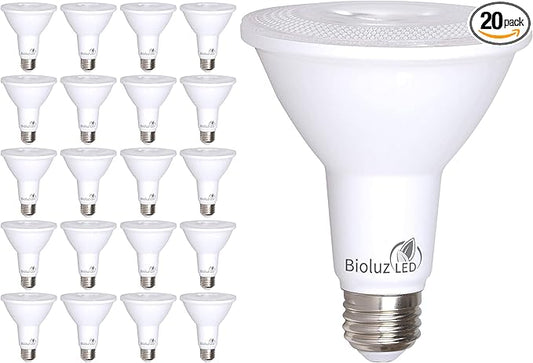 Bioluz LED 20 Pack PAR38 LED Light Bulb 90 CRI 12W = 100-120 Watt Replacement, Soft White 3000K, Dimmable Light Bulbs Flood Lights Outdoor/Indoor UL Listed Light Bulbs Title 20 High Efficacy LED Bulbs