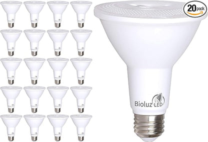 Bioluz LED 20 Pack PAR38 LED Light Bulb 90 CRI 12W = 100-120 Watt Replacement, Daylight 5000K, Dimmable Light Bulbs Flood Lights Outdoor/Indoor UL Listed Light Bulbs Title 20 High Efficacy LED Bulbs