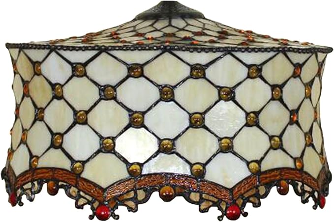 18 Inch Lamp Shade Replacement, Only Tiffany Style Stained Glass Lamp Chimney Straw Hat Floral Design, Baroque Rose Sunflower Orange Green Beige Fit for Table Lamp Pendant Light Floor Lamp,F
