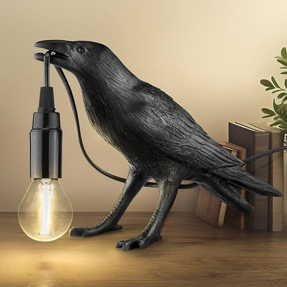 Halloween Crow Lamp, Raven Table Lamp with Bulb, Bird Desk Lamps, Gothic Home Decor Crow Light, Christmas Raven Lamp for Bedside Bedroom Living Room Decor