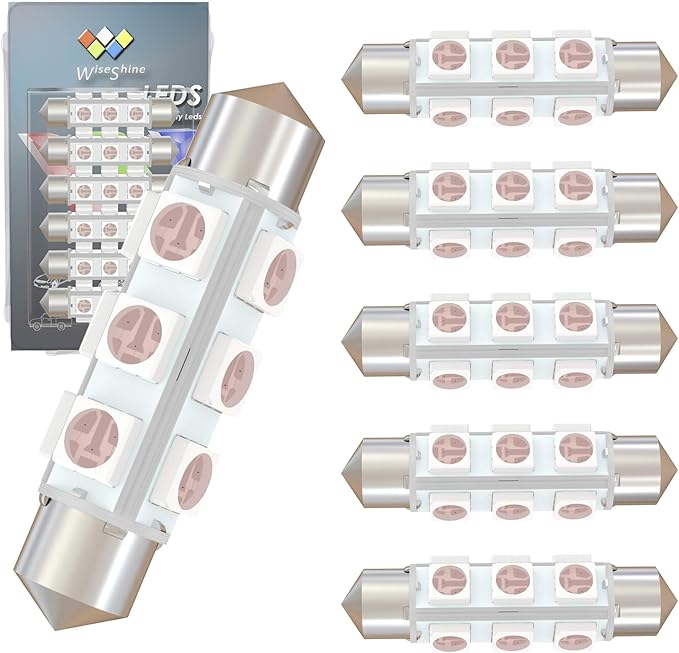 360 deg 42mm DC 12V 569 LED Bulb Pink Purple,Festoon 561 578 211-2 LED Bulbs for RV Car Interior Map Trunk Lights Non Polarity(Pack 6)
