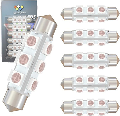 360 deg 42mm DC 12V 569 LED Bulb Pink Purple,Festoon 561 578 211-2 LED Bulbs for RV Car Interior Map Trunk Lights Non Polarity(Pack 6)