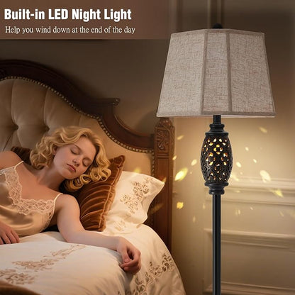 Luvkczc Vintage Floor Lamp with Cutout Design & Glowing Light - Resin Elegant Standing Lamp for Living Room, Bedroom, Office (Includes Bulb)