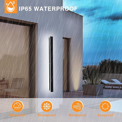 Modern Black Outdoor Wall Lights for House 59.1" Garage Exterior Lighting Fixtures LED IP65 Outdoor Wall Light Dimmable 3000K-6000K Long Strip Anti-Rust Wall Lamp for Patio Passage Porch