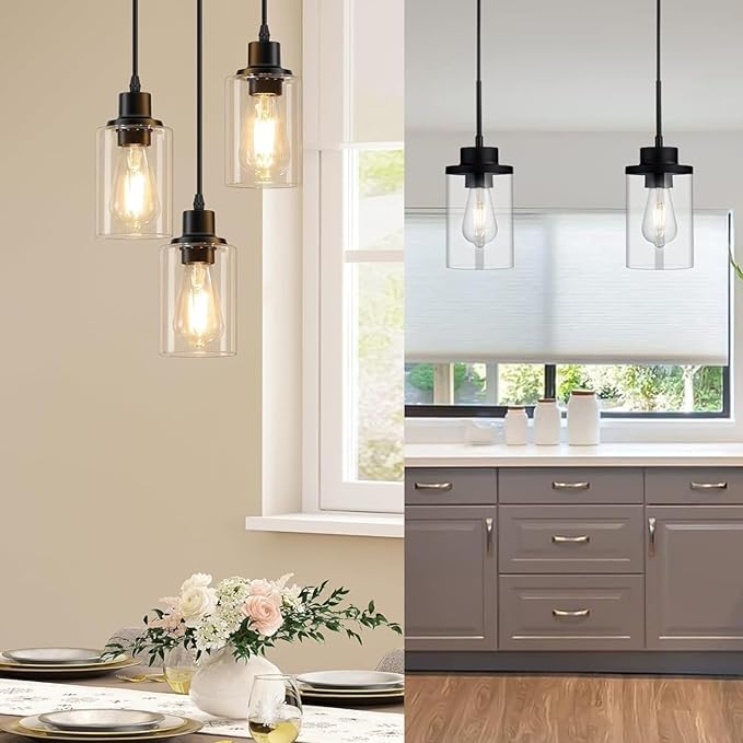4 Pack Clear Glass Shade Replacements, Cylinder Glass Shades Lampshades Covers for light Fixtures Chandelier Vanity Wall Sconces Light Fixture