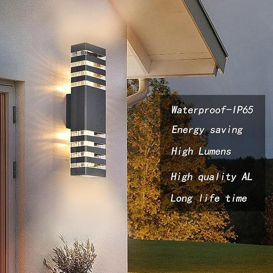 4Pack 18inch LED Square Up & Down Wall Lights,24W Outdoor Wall Light 4000K Day White Aluminum Body Waterproof IP65 LED Exterior Light Fixtures Wall Mount for House Patio Garage Garden