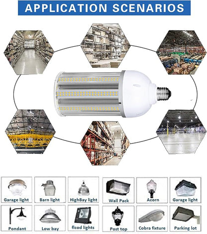 60W LED Corn Bulb, E26 Base with E39 Adapter, 5000K 9000LM LED Light Bulb for Garage Warehouse Workshop Barn (60Watts)