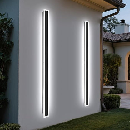 2 Pack 79inch Modern Outdoor Light LED 3000K-6000K Dimmable Outdoor Wall Lights IP65 Waterproof Black Garage Door Lights for House Garden Patio