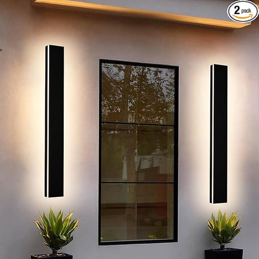 2PCS 40in Long LED Outdoor Wall Lights Dimmable Outdoor Wall Sconce 30W LED Linear Exterior Light Fixture for House Garage Courtyard, 3000K-6000k, Suit for US Standard Junction Box